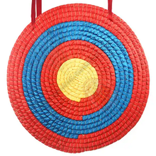 yellow red and blue straw target